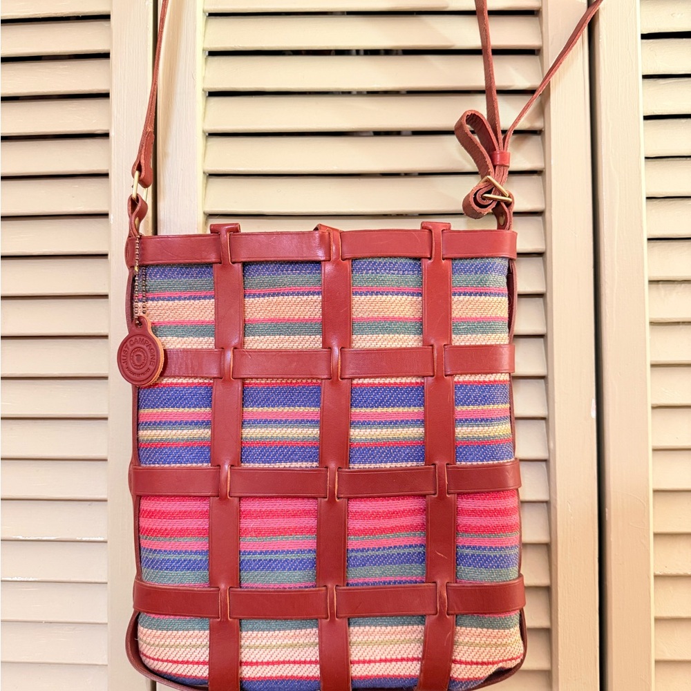 Rare Just Campagne Paris Jardin Woven Leather Crossbody Bag